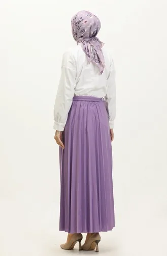 Jupe Hijab Plissée Détail Ceinture 30331-08 Lilas 30331-08
