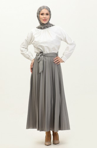 Jupe Hijab Plissée Détail Ceinture 3033-1 30331-03 Gris 30331-03