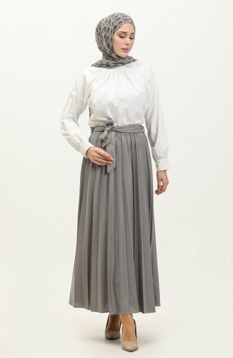 Jupe Hijab Plissée Détail Ceinture 3033-1 30331-03 Gris 30331-03