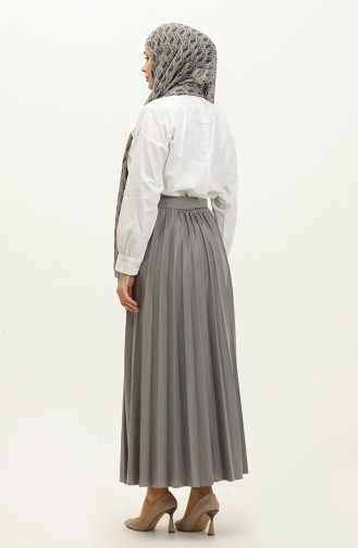 Jupe Hijab Plissée Détail Ceinture 3033-1 30331-03 Gris 30331-03