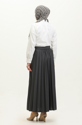 Jupe Hijab Plissée Détail Ceinture 3033-1 30331-07 Fumé 30331-07
