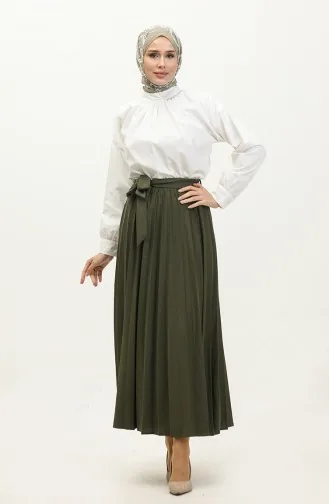 Jupe Hijab Plissée Détail Ceinture 3033-1 30331-08 Khaki 30331-08