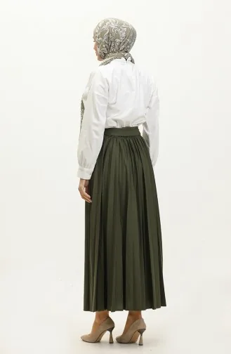 Jupe Hijab Plissée Détail Ceinture 3033-1 30331-08 Khaki 30331-08