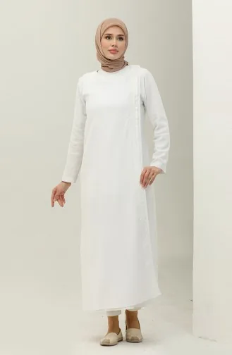 Şile Bezi Nakışlı Ferace 0096-04 Beyaz
