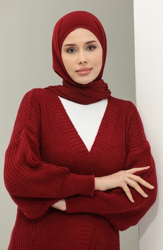 Langer Strick-Cardigan Mit Ballonärmeln 2503 2503-08 Weinrot 2503-08