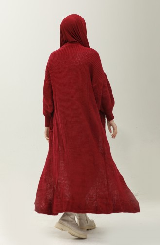 Langer Strick-Cardigan Mit Ballonärmeln 2503 2503-08 Weinrot 2503-08