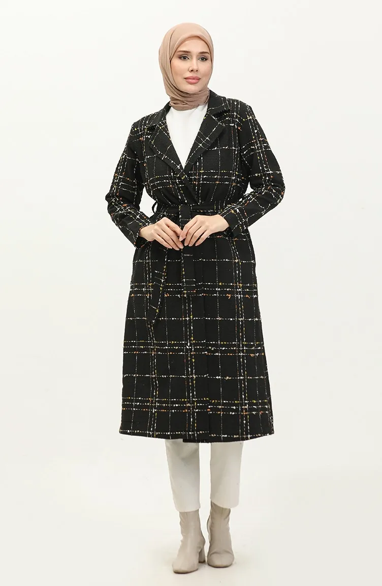 Tweed-Gürtelmütze 0176-05 Schwarzer Senf 0176-05