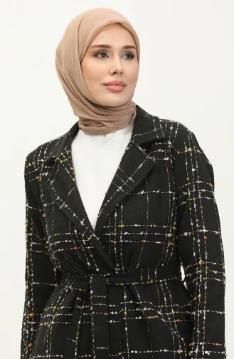 Tweed-Gürtelmütze 0176-05 Schwarzer Senf 0176-05
