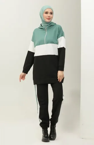 طقم رياضي 23008-05  أسود اخضر عسكري 23008-05