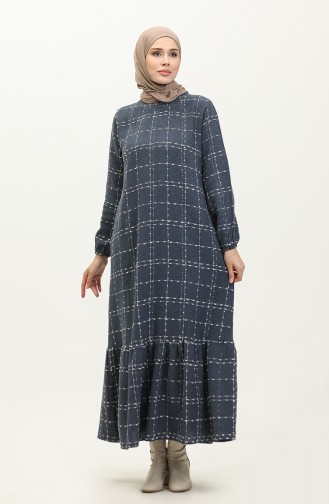 Tweed Geruite Jurk 0189-06 Gerookt 0189-06