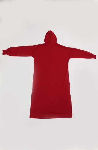 Kapüşonlu Uzun Tunik 0271D-01 Bordo