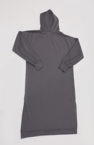 Kapüşonlu Uzun Tunik 0271D-05 Gri