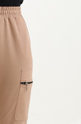 Women s waist Elasticated Zipper Pocket Trousers 1402-04 Light wheat 1402-04