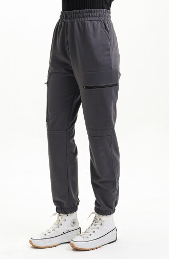 Women`s Elastic Waist Zipper Pocket Trousers 1402 1402-03 Anthracite 1402-03