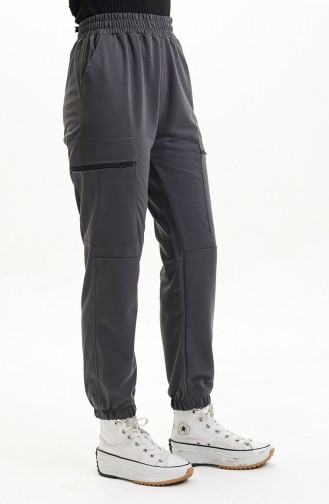 Women`s Elastic Waist Zipper Pocket Trousers 1402 1402-03 Anthracite 1402-03