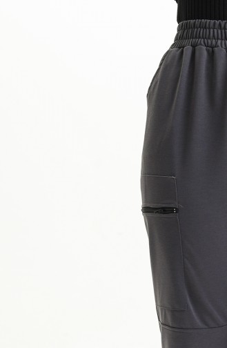 Women`s Elastic Waist Zipper Pocket Trousers 1402 1402-03 Anthracite 1402-03