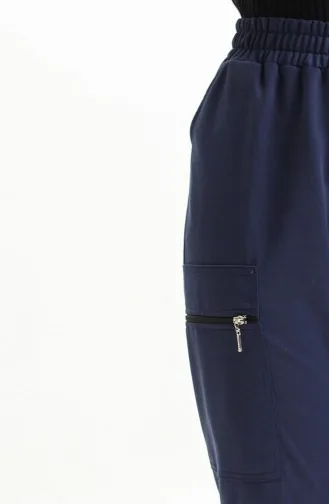 Damesbroek Met Ritssluiting Elastische Taille 1402 1402-04 Marineblauw 1402-04