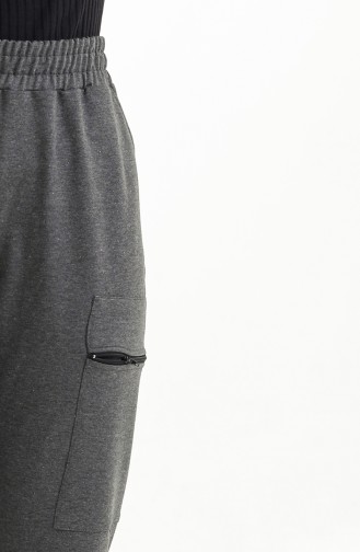 Pantalon Femme Taille Elastique Avec Poche Et Fermeture Éclair 1402-01 Fumé 1402-01