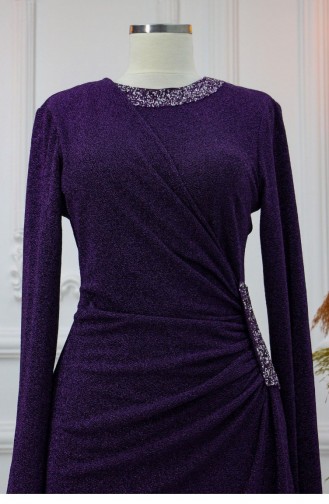 Amine Hüma Simay Hijab Evening Dress Purple 3132