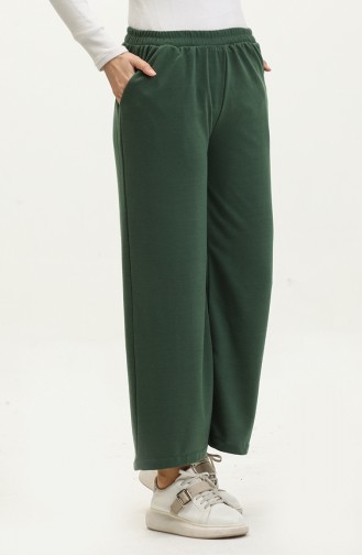 wide Leg Pocketed Sweatpants 0283-02 Emerald Green 0283-02