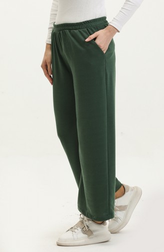 wide Leg Pocketed Sweatpants 0283-02 Emerald Green 0283-02