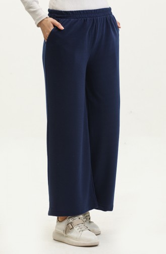 Wide Leg Pockets Sweatpants 0283-06 Navy Blue 0283-06