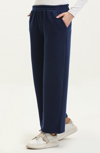 Wide Leg Pockets Sweatpants 0283-06 Navy Blue 0283-06