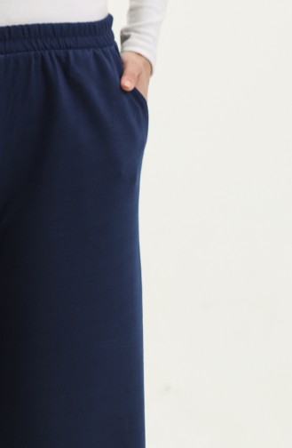 Wide Leg Pockets Sweatpants 0283-06 Navy Blue 0283-06