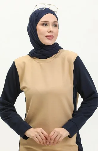 Two Piece Tracksuit Set 23025-03 Navy Blue Beige 23025-03