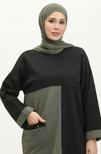 طقم رياضي ثنائي  23035-02 أسود أخضر عسكري 23035-02