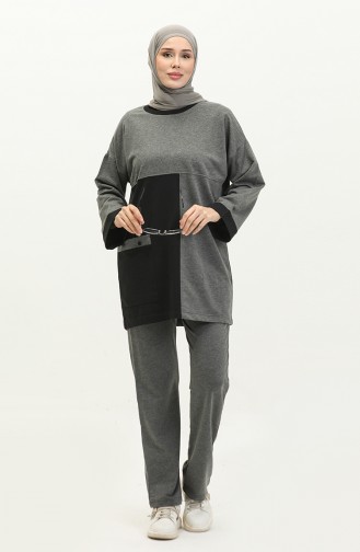 Two Piece Tracksuit Set 23035-04 Gray Black 23035-04