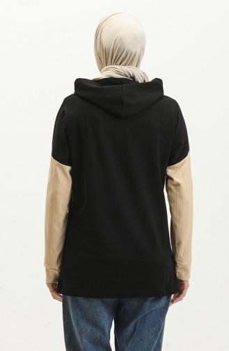 Sweatshirt Met Capuchon En Twee Draden 23023-01 Zwart 23023-01