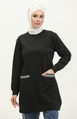 İki İplik Sweatshirt 23027-01 Siyah