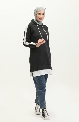 Zweifädiges Kapuzen-Sweatshirt 23031-01 Anthrazit 23031-01