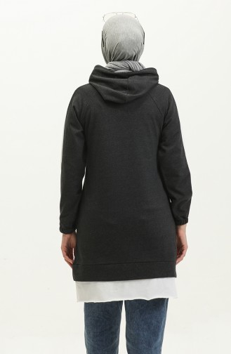 İki İplik Kapüşonlu Sweatshirt 23031-01 Antrasit