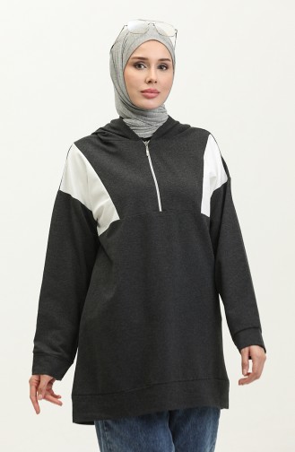 Zweifädiges Kapuzen-Sweatshirt 23033-02 Anthrazit 23033-02