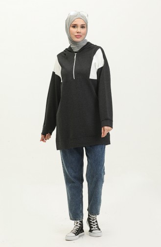 İki İplik Kapüşonlu Sweatshirt 23033-02 Antrasit