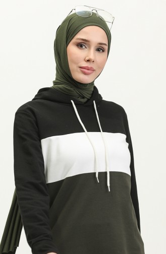 Kapüşonlu Tunik 23034-01 Siyah Haki