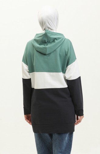 Sweatshirt Met Capuchon En Ritssluiting 23050-01 Kaki Zwart 23050-01