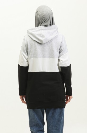 Zippered Hooded Sweatshirt 23050-02 Gray Black 23050-02