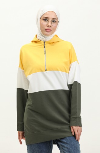 Zippered Hooded Sweatshirt 23050-03 Khaki Gold 23050-03