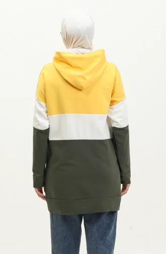Sweat A Capuche A Fermeture 23050-03 Khaki Or 23050-03