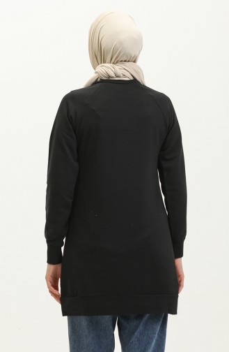 Sıfır Yaka Sweatshirt 23052-01 Bej Siyah