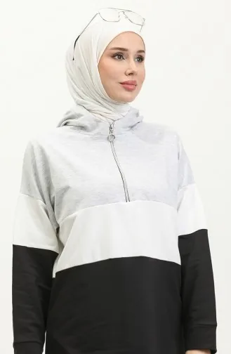 طقم رياضي ثنائي 23008-07 رمادي أسود 23008-07