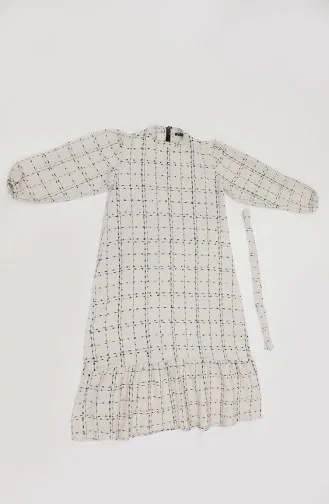 Chanel Kuşaklı Elbise 0272D-04 Ekru