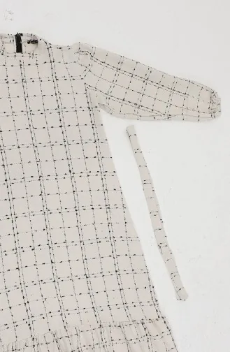 Chanel Kuşaklı Elbise 0272D-04 Ekru