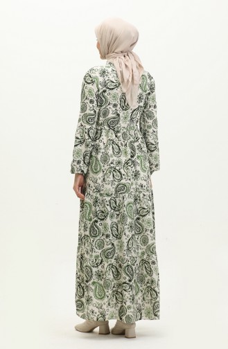 Robe Viscose à Motifs 0279-02 Ecru Khaki 0279-02