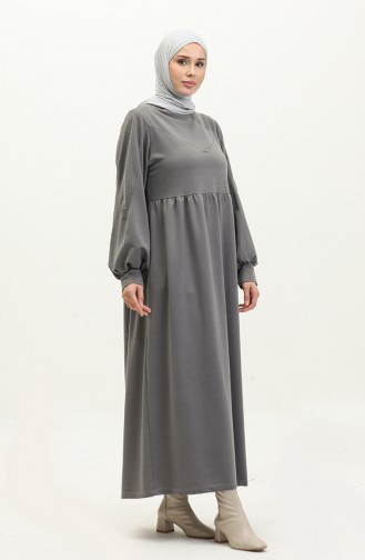 Langes Kleid mit geraffter Taille 0281-01 Grau 0281-01