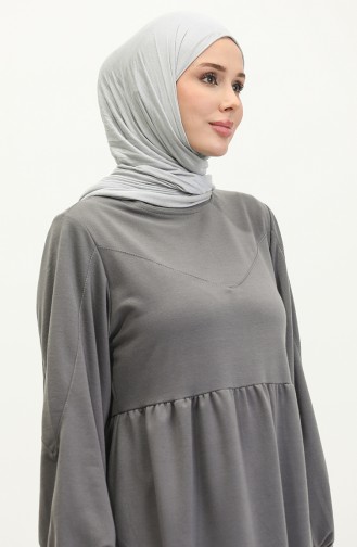 Langes Kleid mit geraffter Taille 0281-01 Grau 0281-01