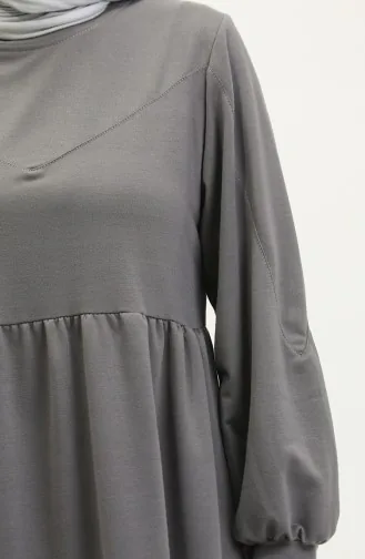 Robe Droite à Taille Froncée 0281-01 Gris 0281-01